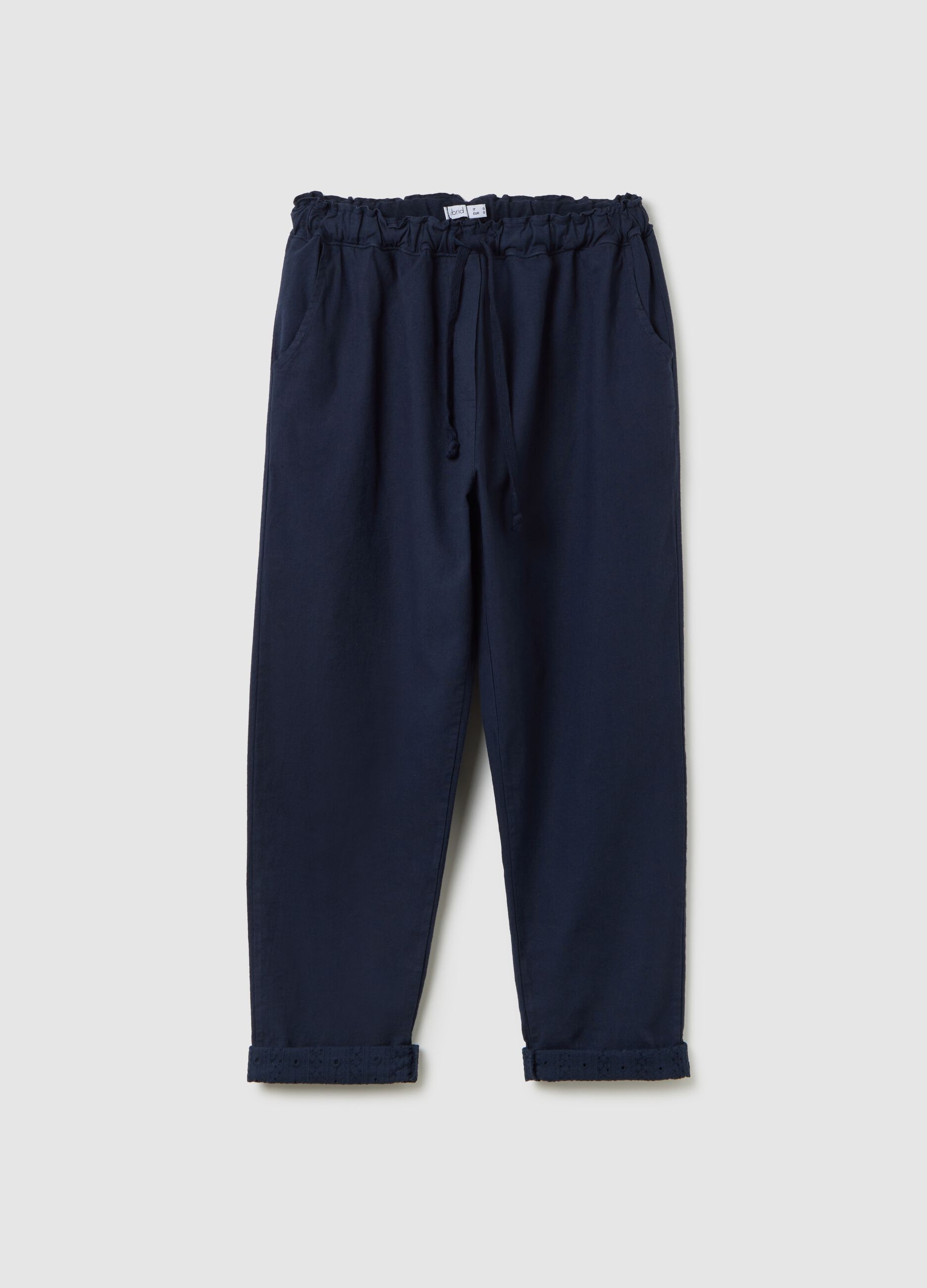 Casual Blue Linen and Cotton Trousers