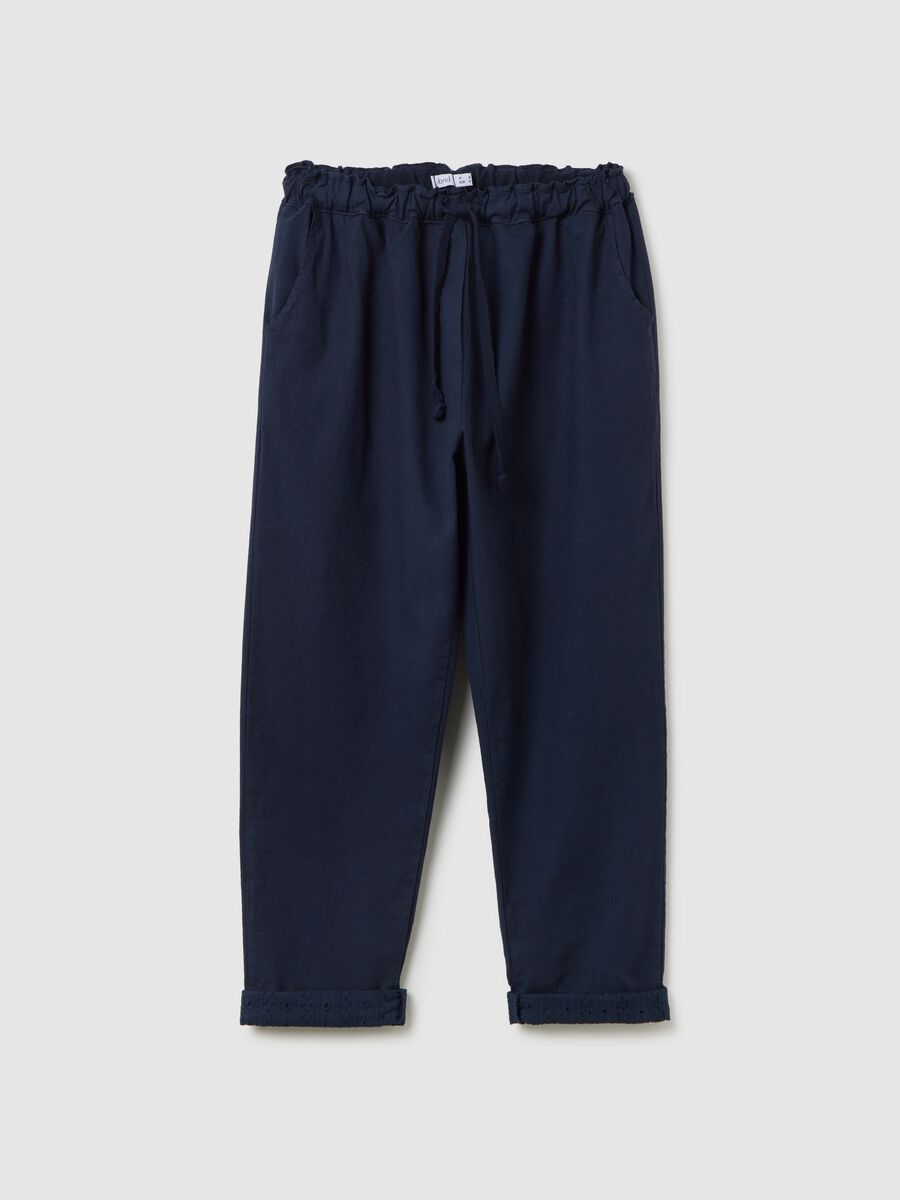 Casual Blue Linen and Cotton Trousers_4