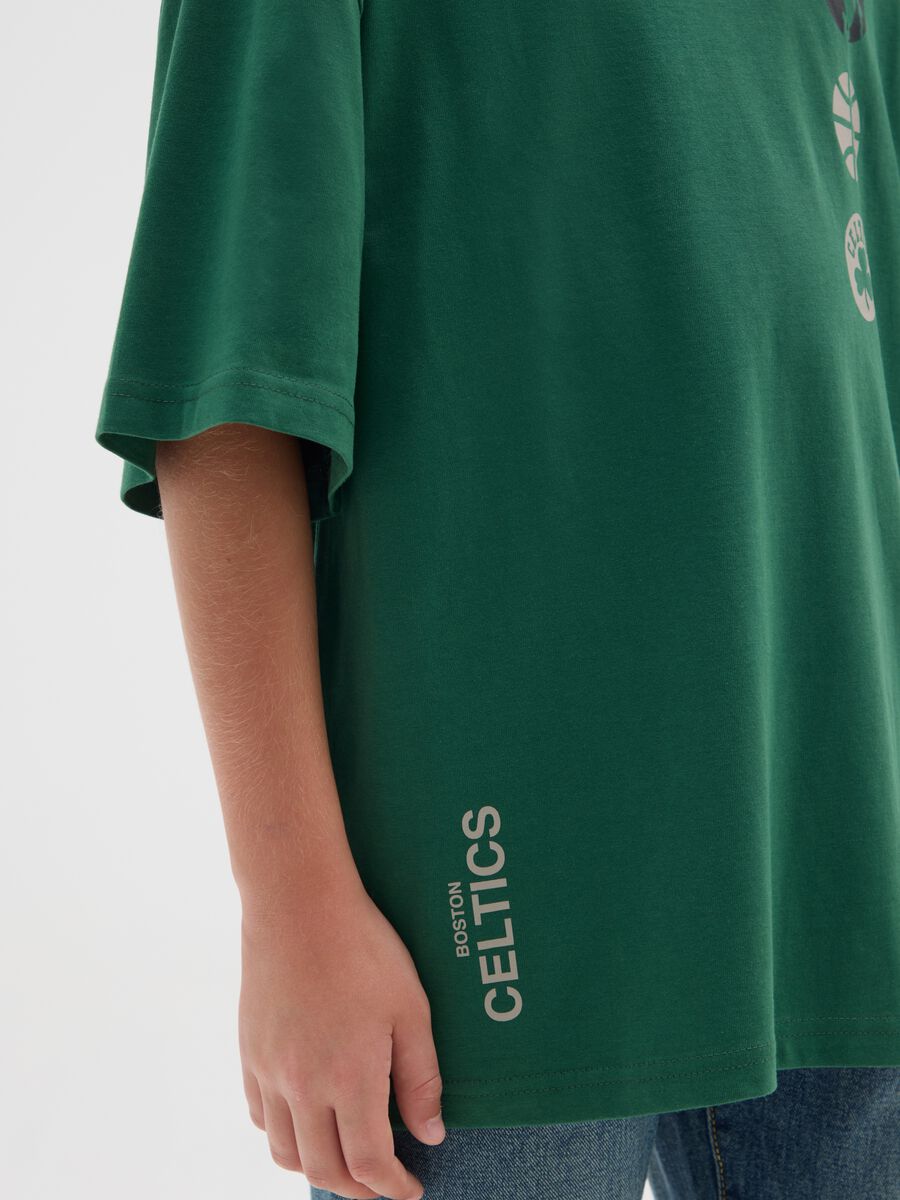 Children's green pure cotton T-shirt regular fit with Boston Celtics print_2