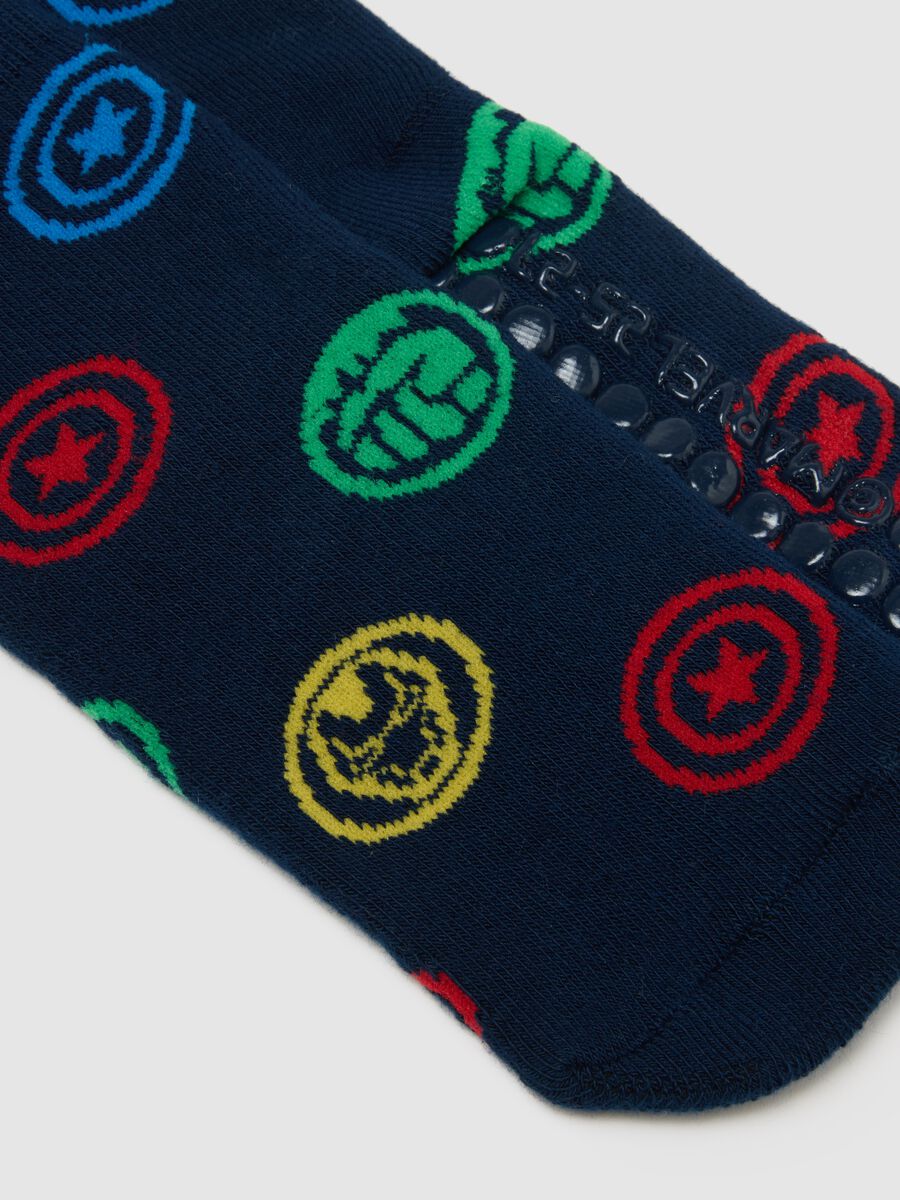 Black non-slip children's socks in cotton blend with embroidery_0