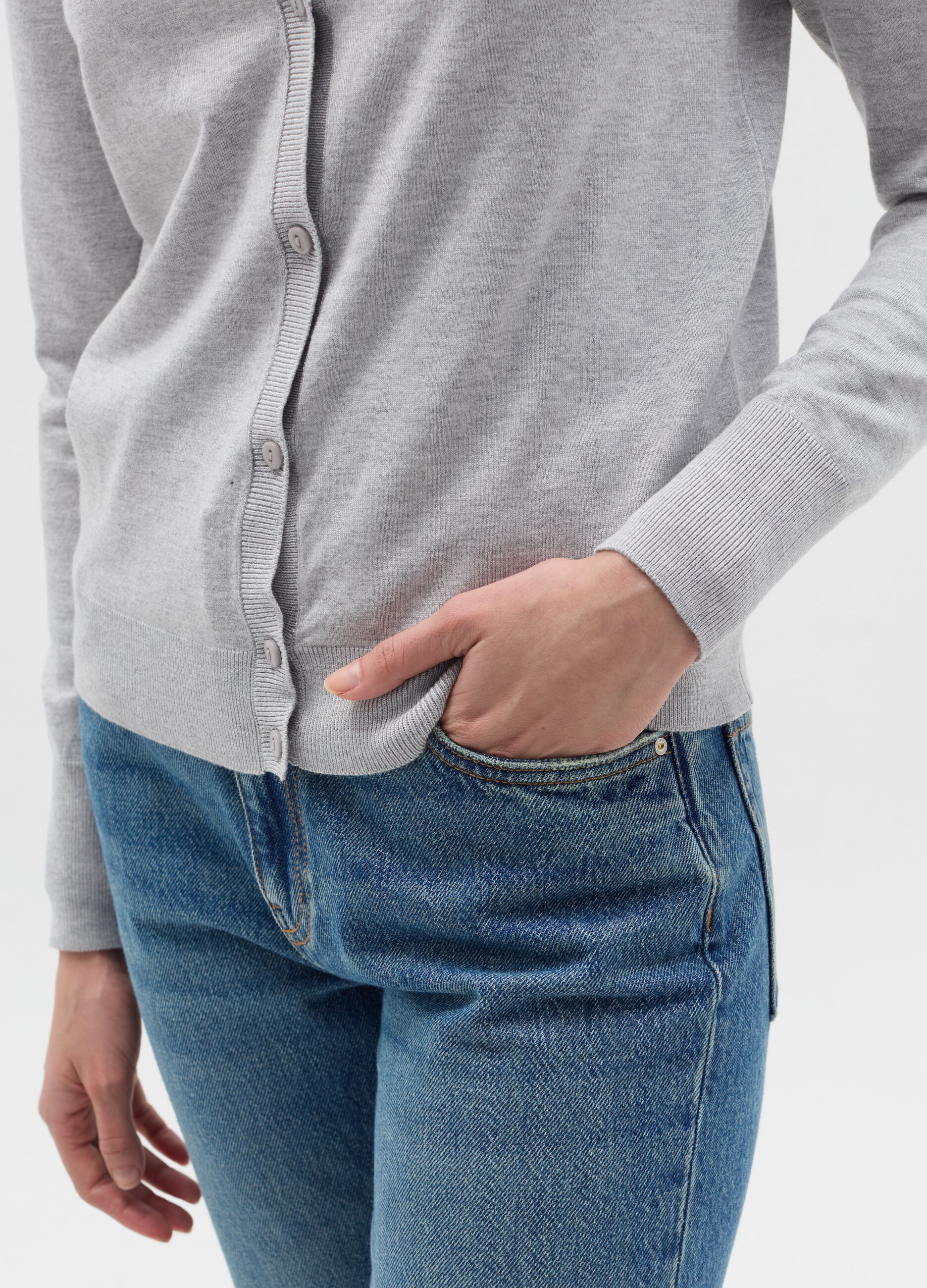 Cardigan with round neckline