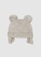 Beige baby girl's hat with pom poms_1