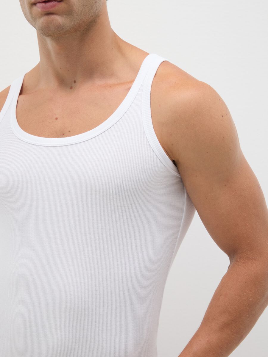 Men's White Sleeveless Cotton Shirt_3