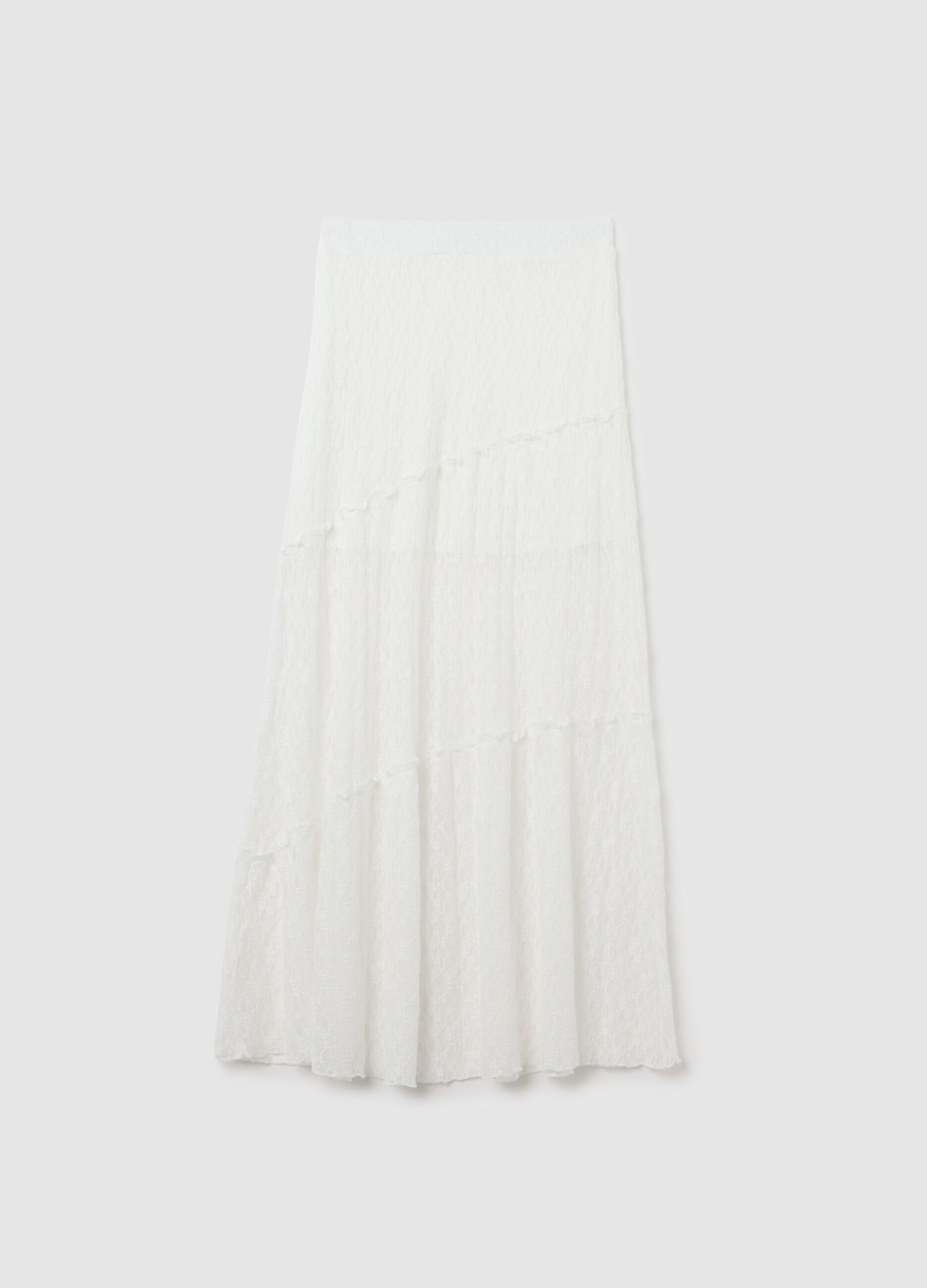 Gonna lunga da donna in pizzo bianco regular fit