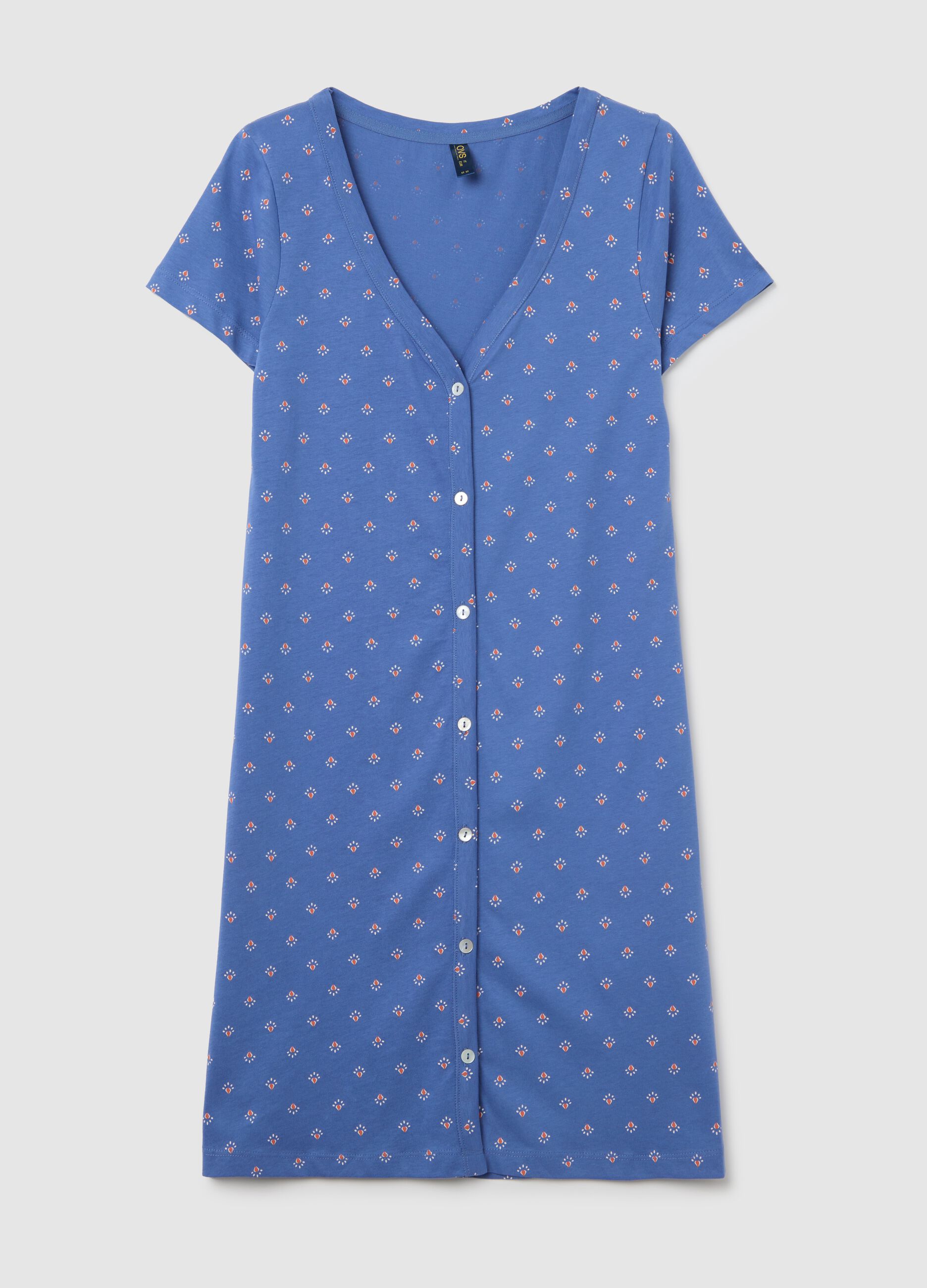 Camicia da notte verde con stampa lavanda