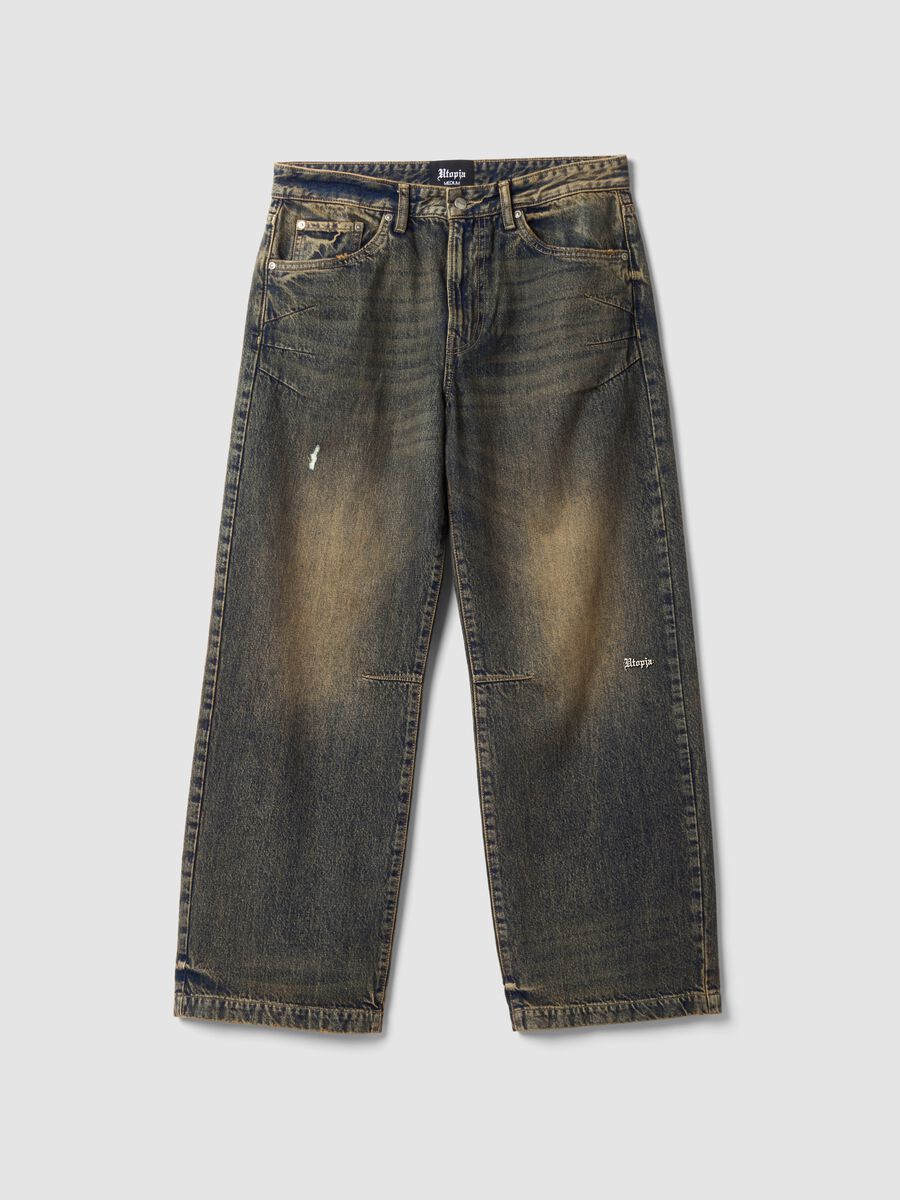 Wide Leg Denim Vintage Dark Blue_0