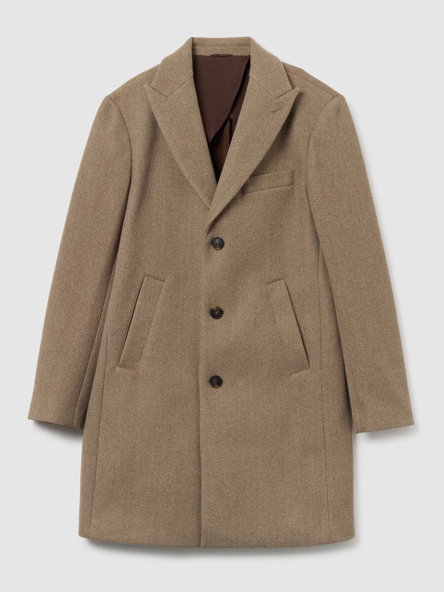 Cappotto lungo beige regular fit con bottoni_4