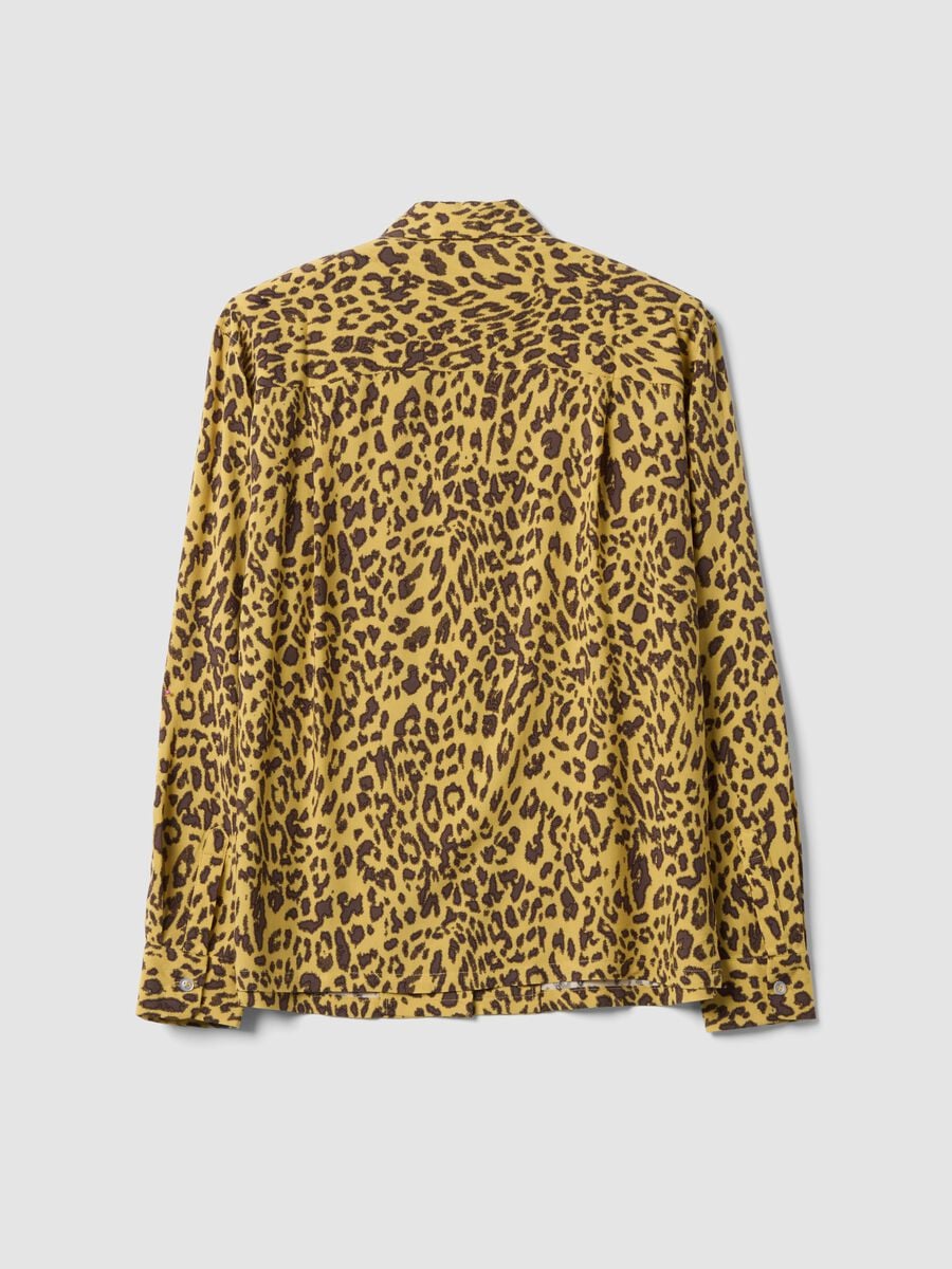 Yellow pure viscose animal-print shirt, regular fit_6