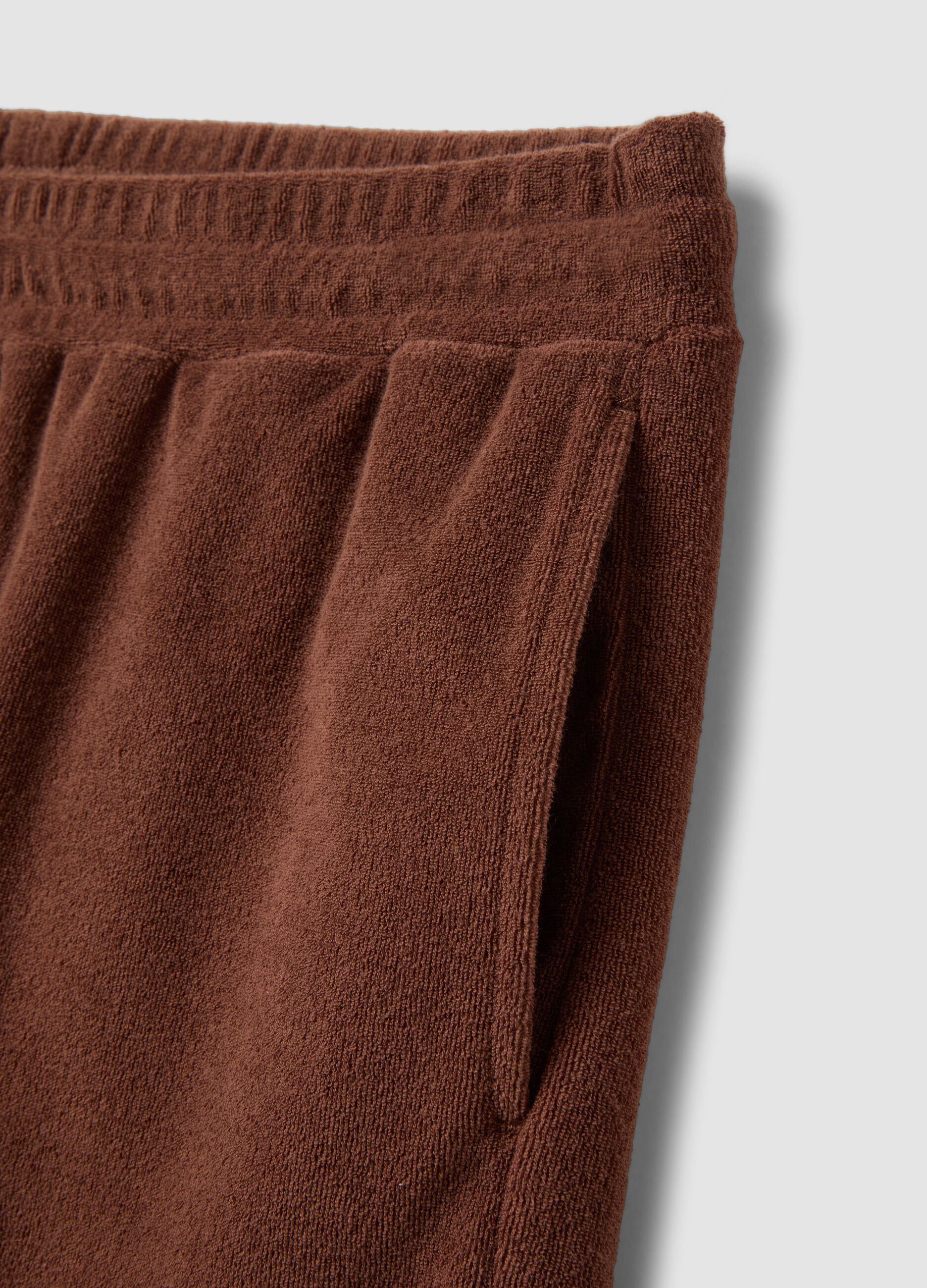 Brown cotton-blend Bermuda shorts with elasticated waist