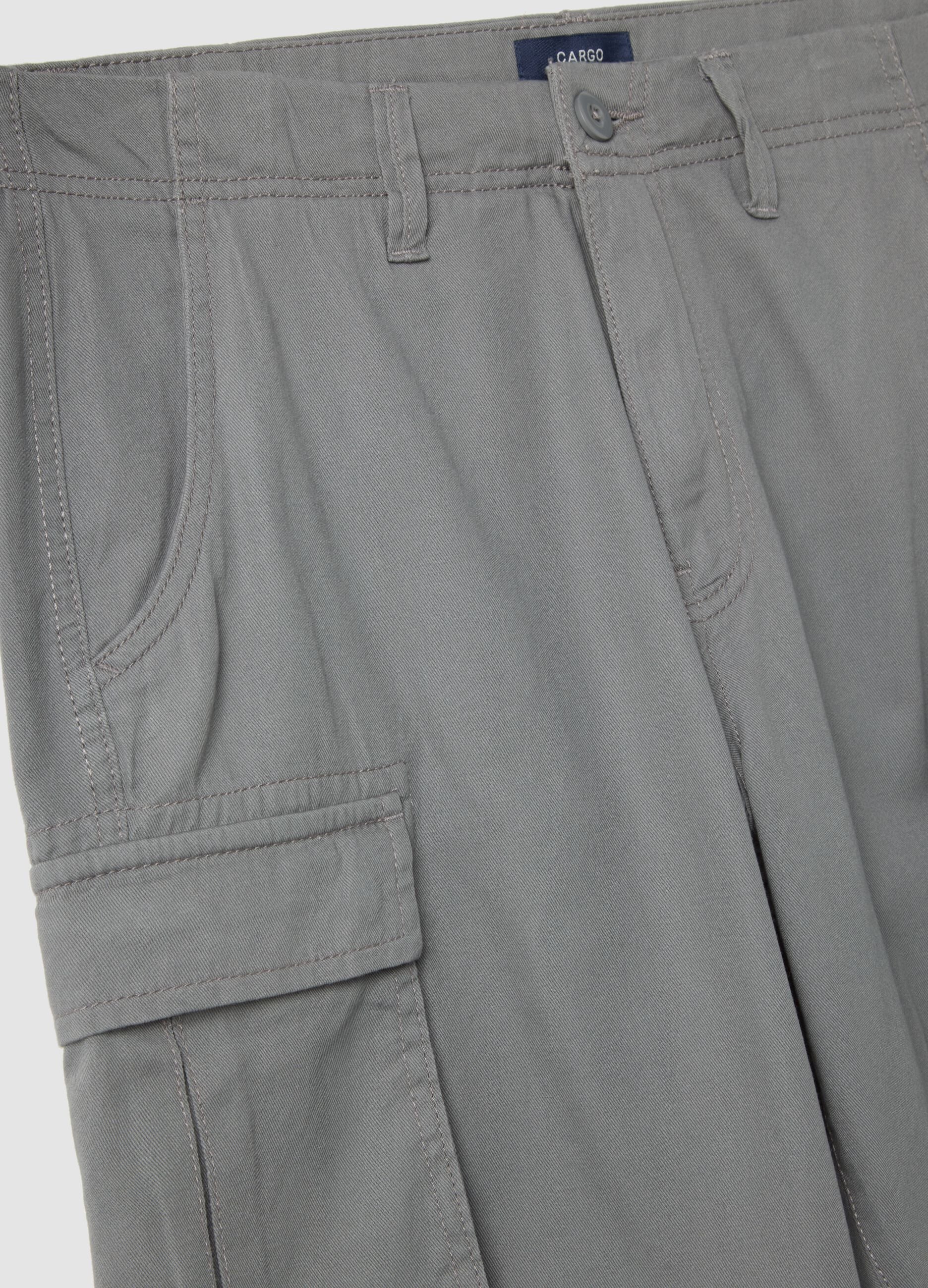 Grey pure cotton cargo Bermuda shorts, regular fit