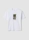 White pure cotton boys&rsquo; T-shirt with oversized fit and print_3