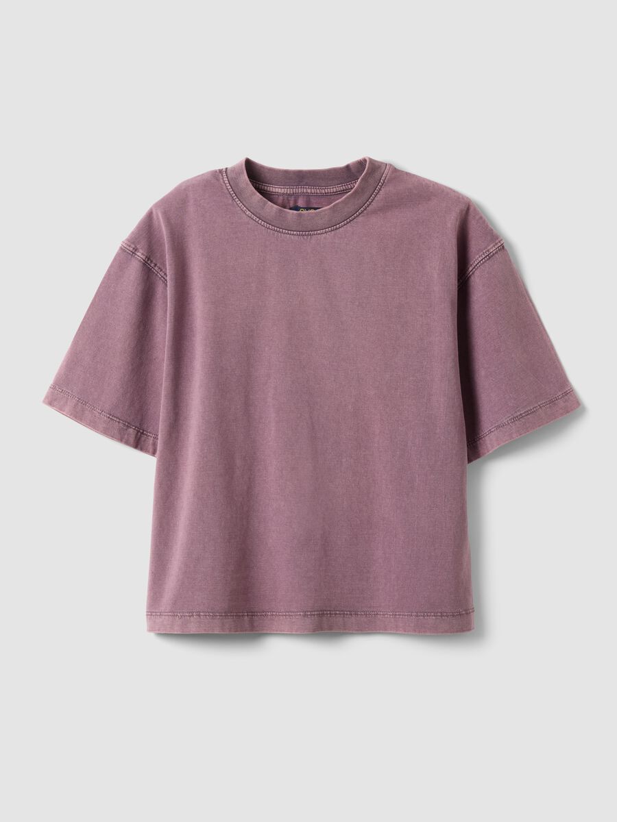 T-shirt in puro cotone rosa da ragazza oversize fit_0