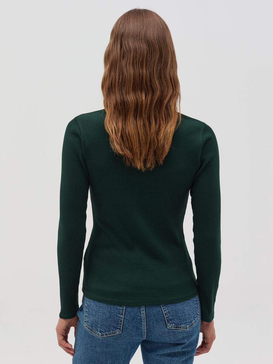 Thin ribbed T-shirt with V neck_2