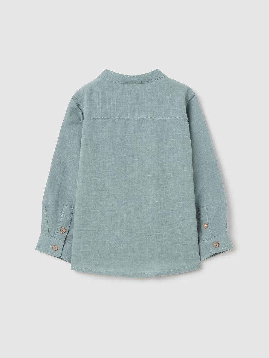 Cotton and linen shirt with Mandarin collar_1
