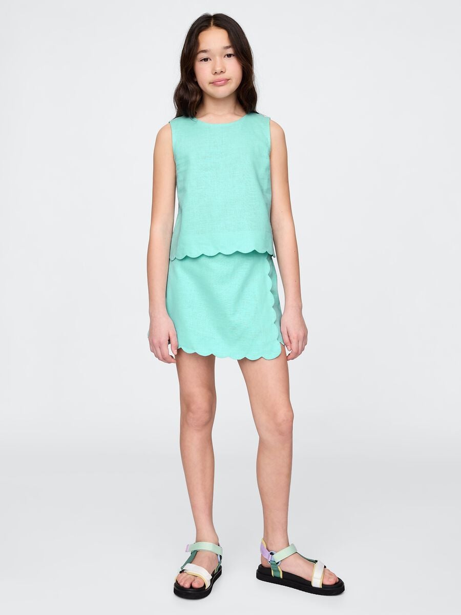 Sea green top with wave trim_1