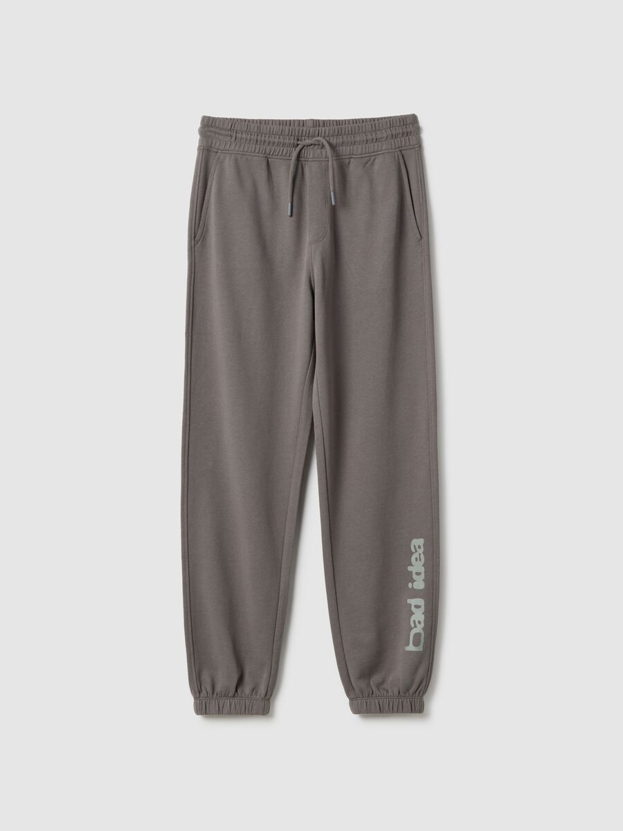 Pantaloni jogger in puro cotone grigio da ragazzo regular fit_3