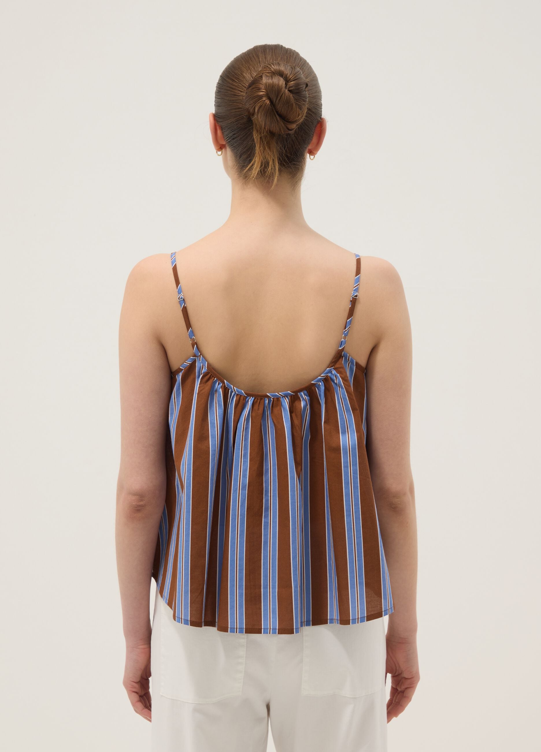 Brown striped pure cotton top