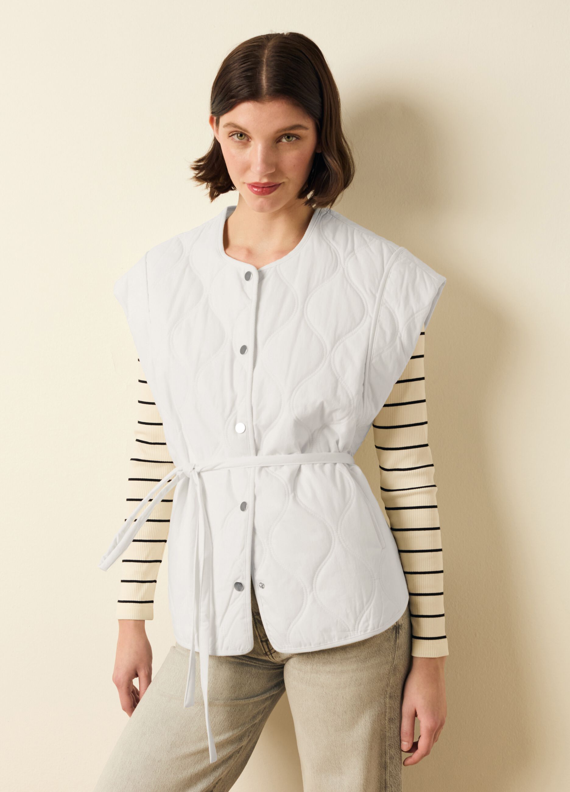 Quilted jacket with kimono sleeves