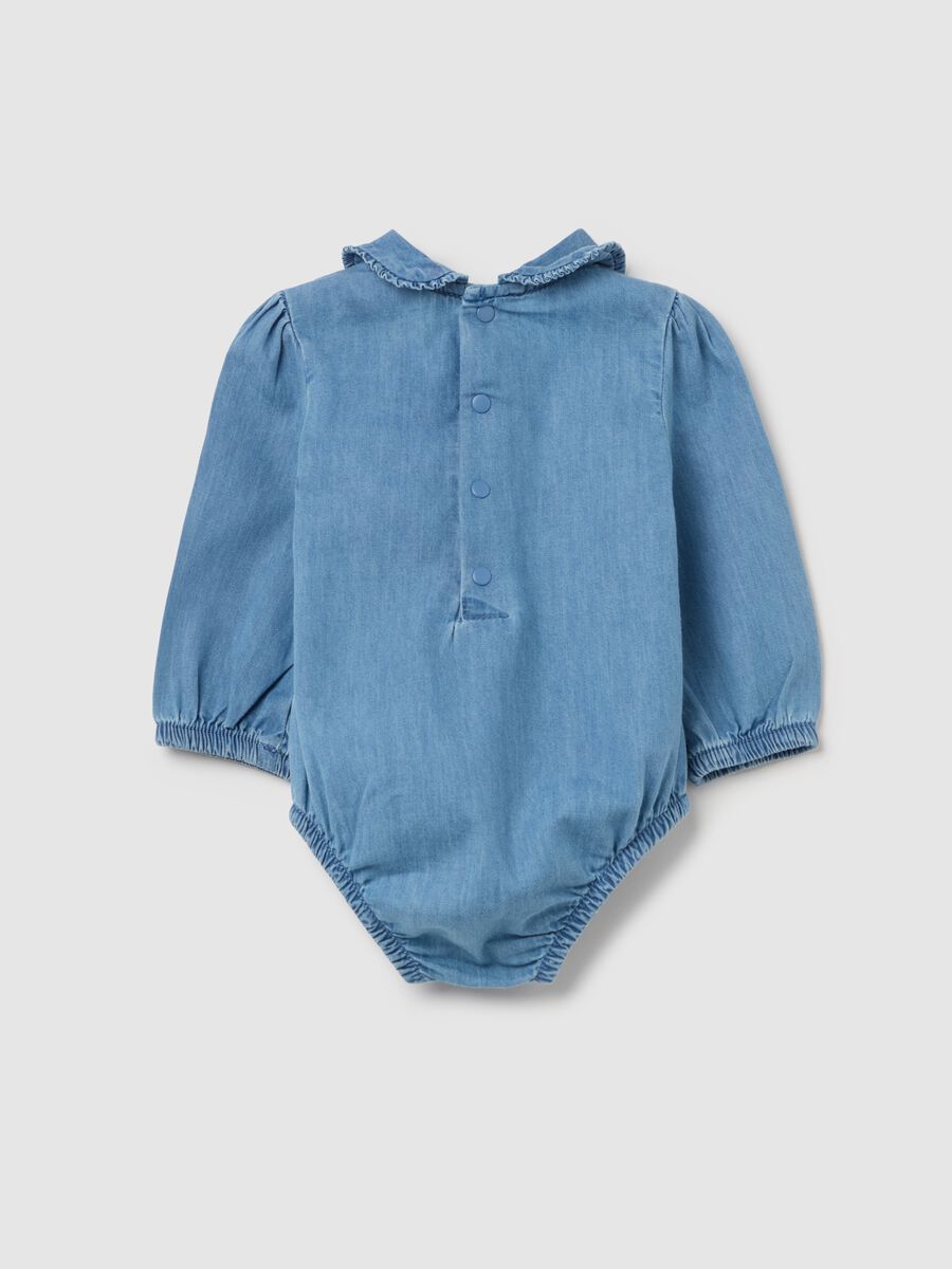 Denim bodysuit shirt with ruffles_1