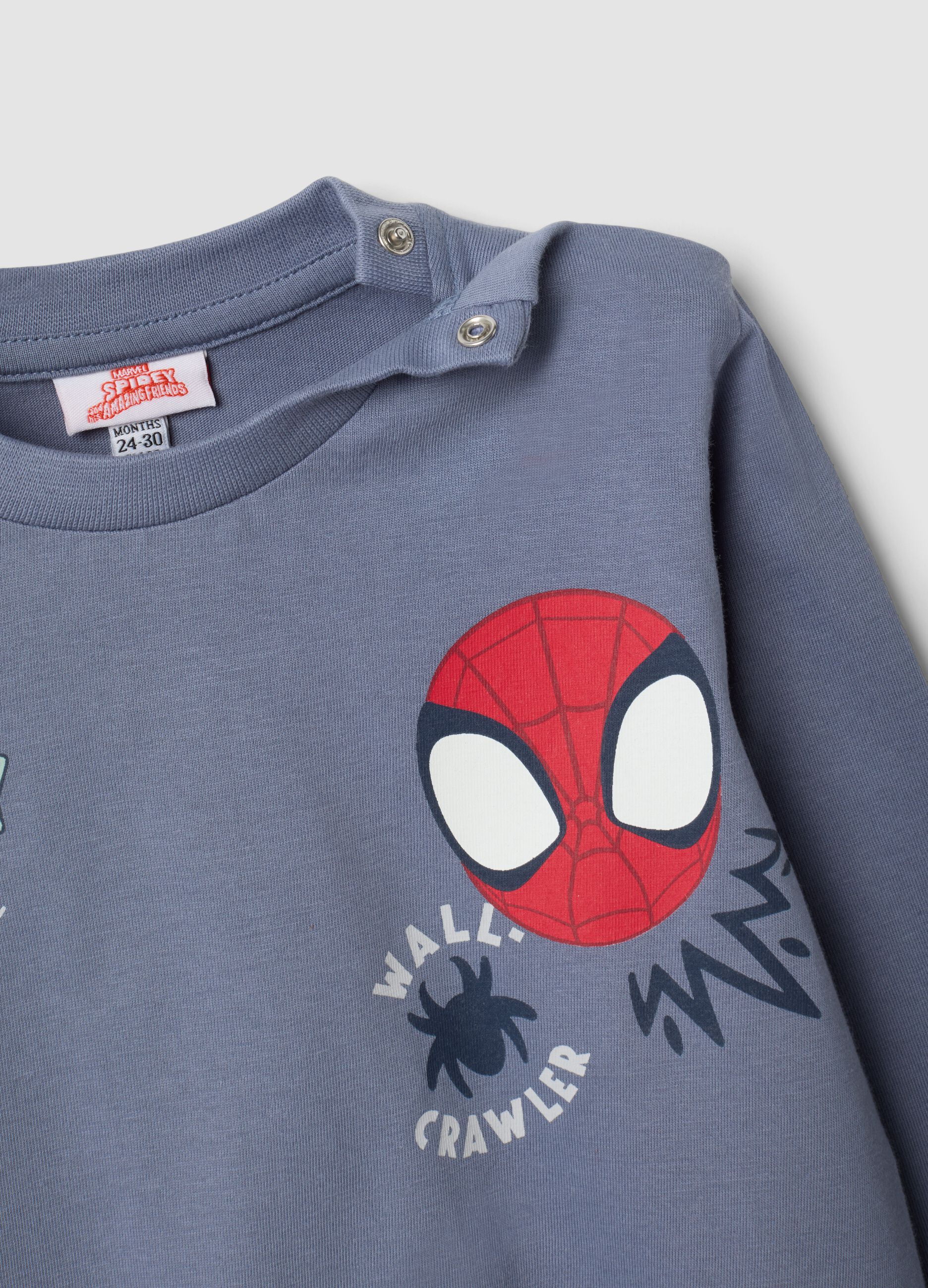 Grey organic cotton Spidey print pyjamas for baby