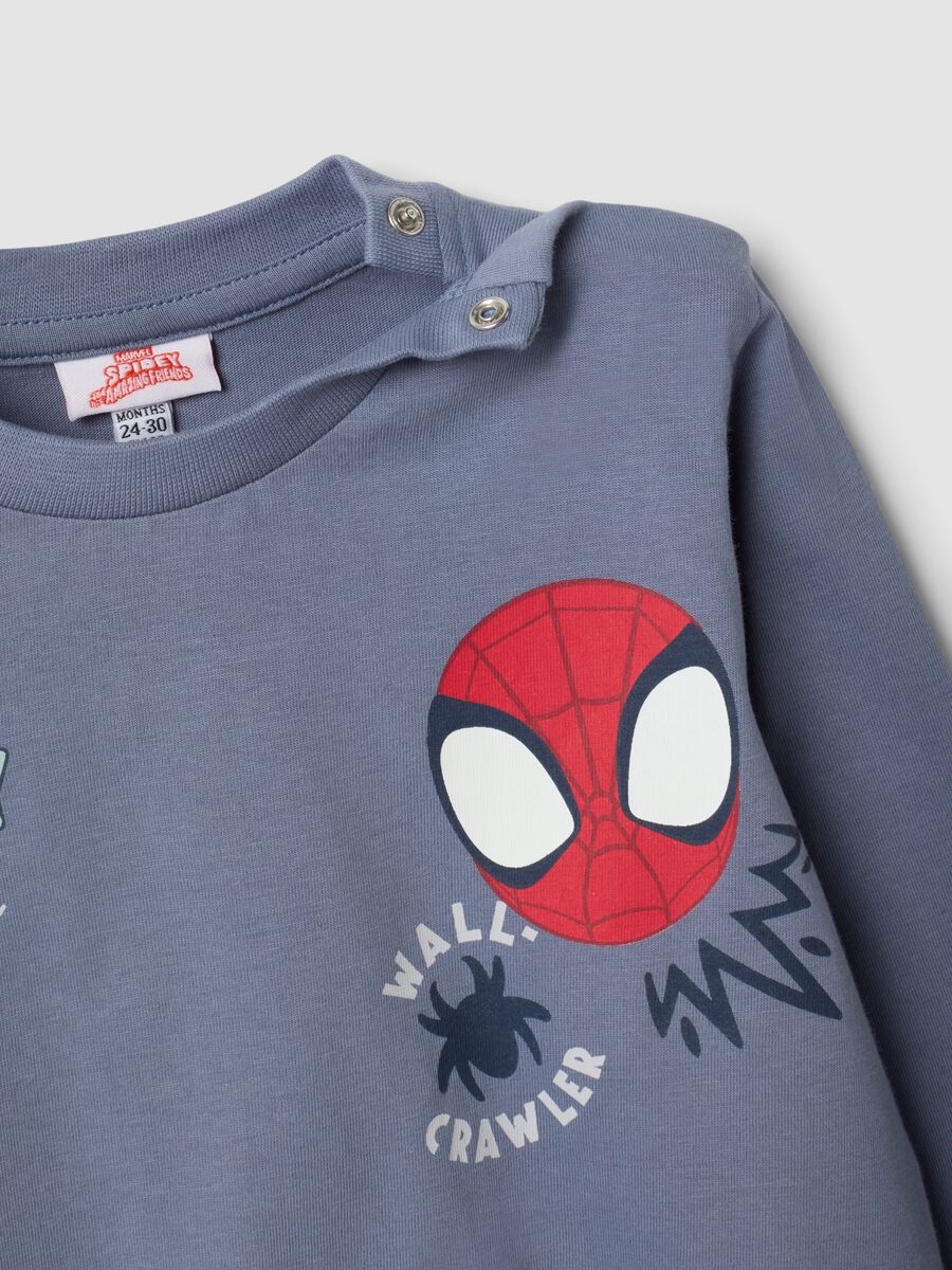 Pigiama grigio in puro cotone organico con stampa Spidey per neonato_2
