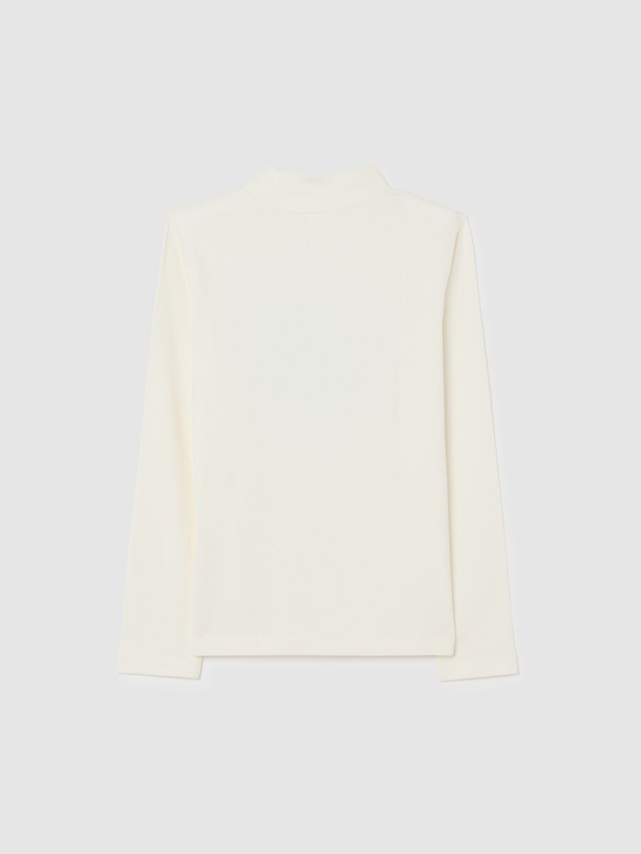 White cotton blend regular fit girl's t-shirt with print_1