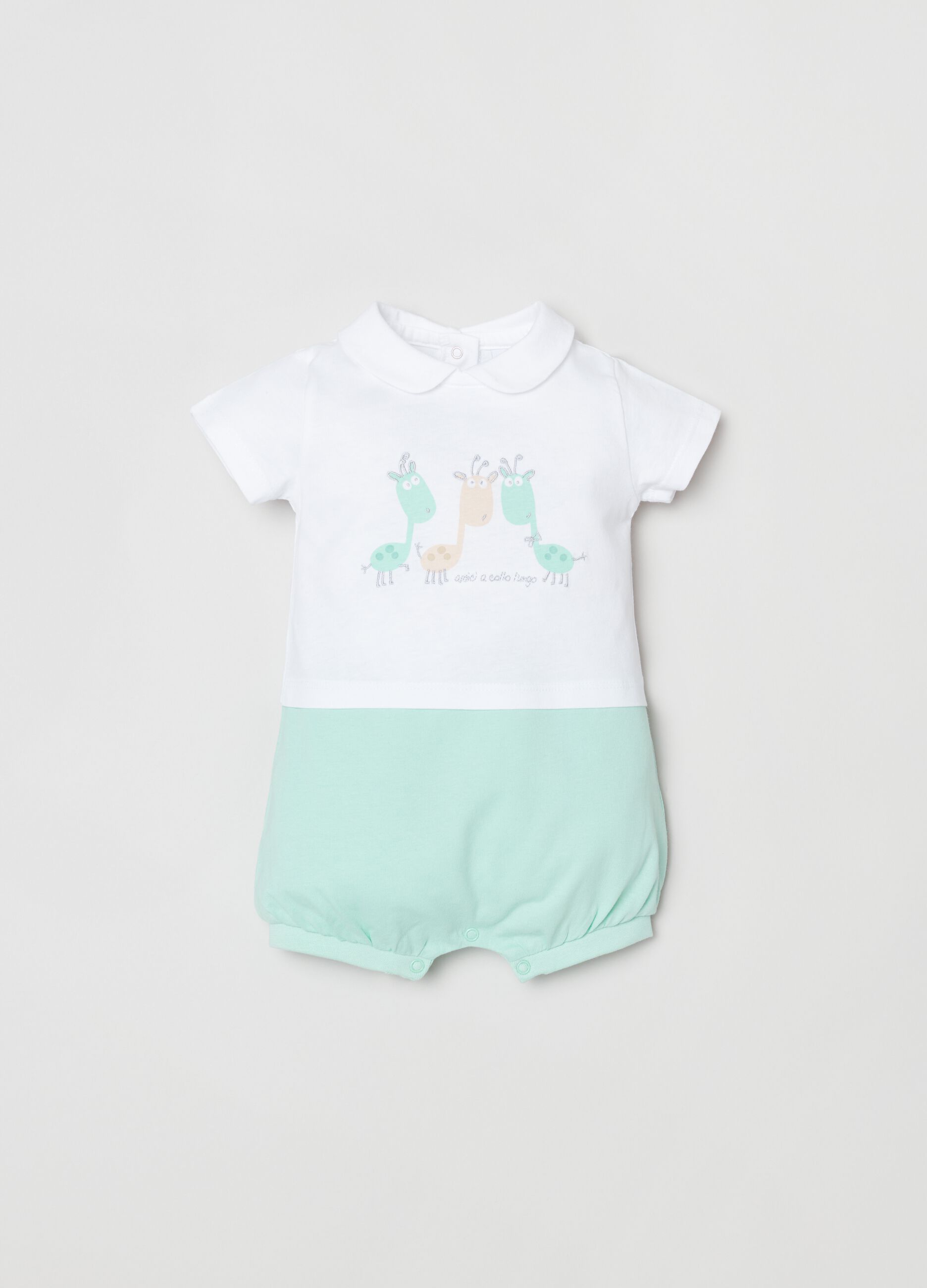 Romper suit with animals embroidery