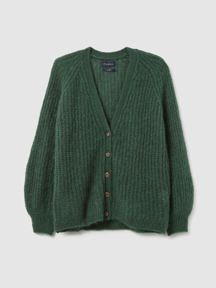 Cardigan deep V verde vestibilità oversize_0