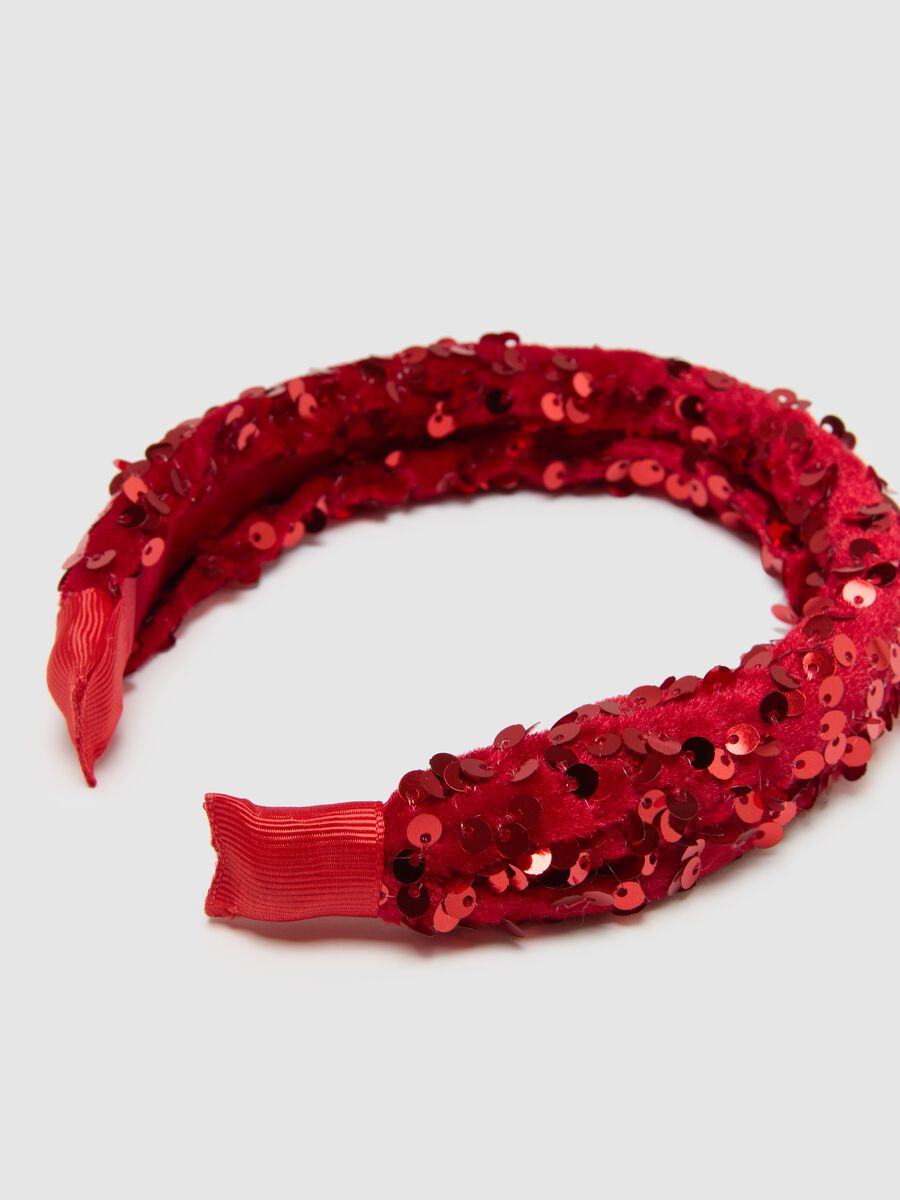 Cerchietto rosso da bambina con paillettes_1