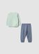 Green long printed organic cotton jersey pyjamas for babies and toddlers_1