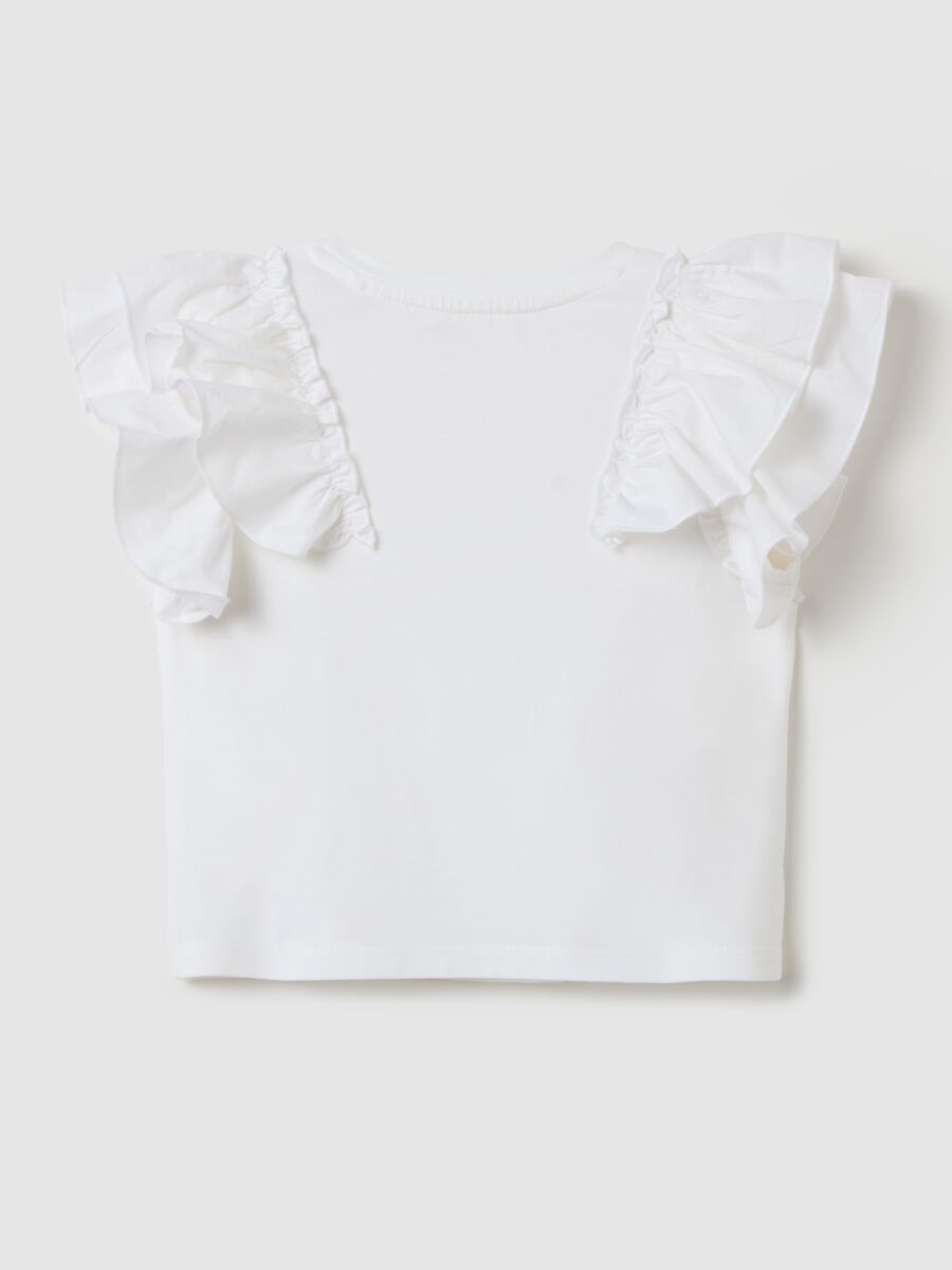 White short-sleeved T-shirt with flounces_1