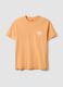 Orange pure cotton jersey T-shirt with chest print, regular fit_4