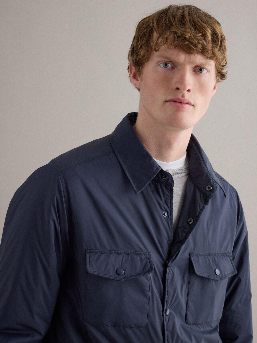 Blue lightweight regular fit jacket with zip_3