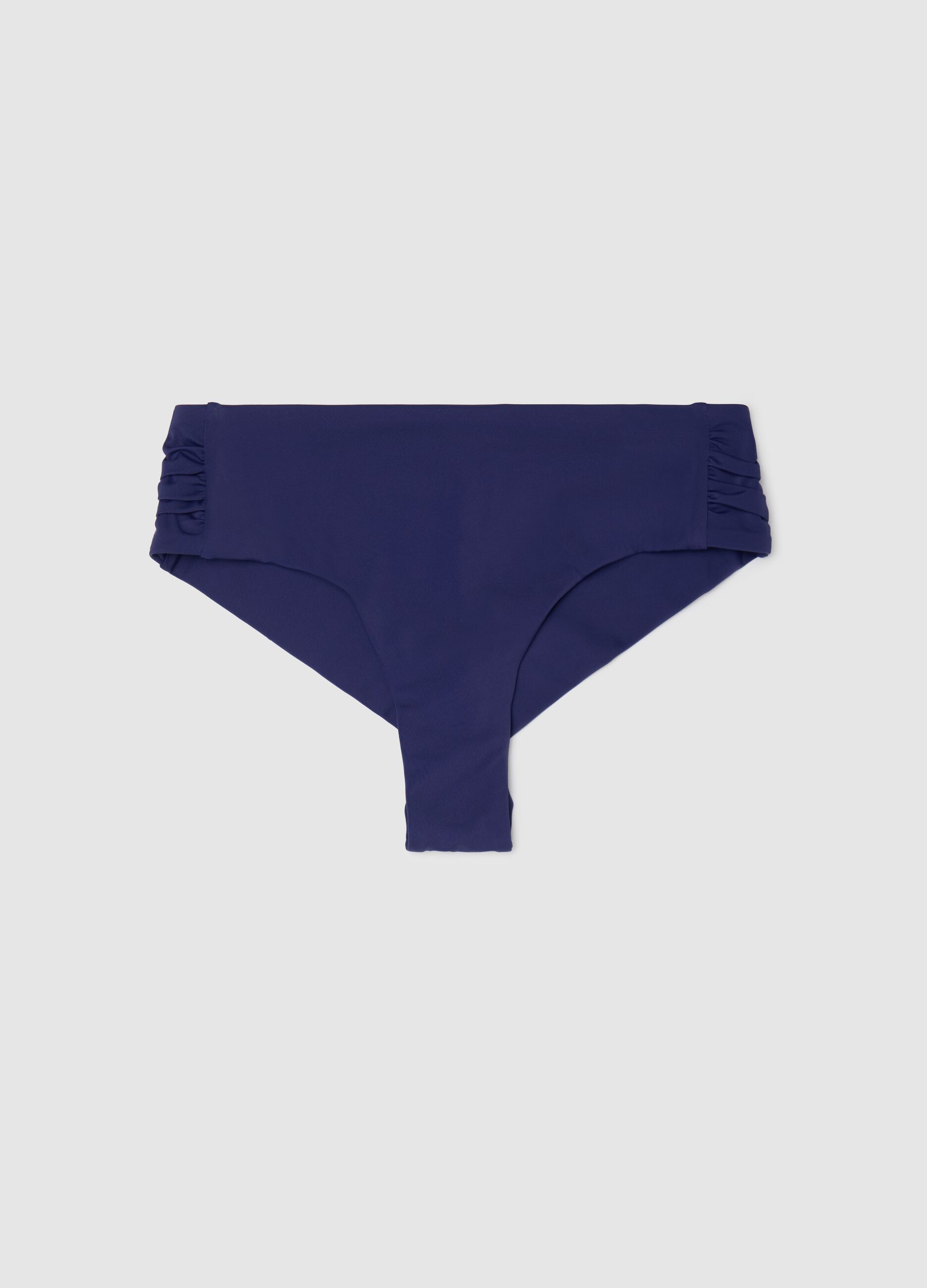 Brasiliano da donna in tessuto elasticizzato blu a vita alta
