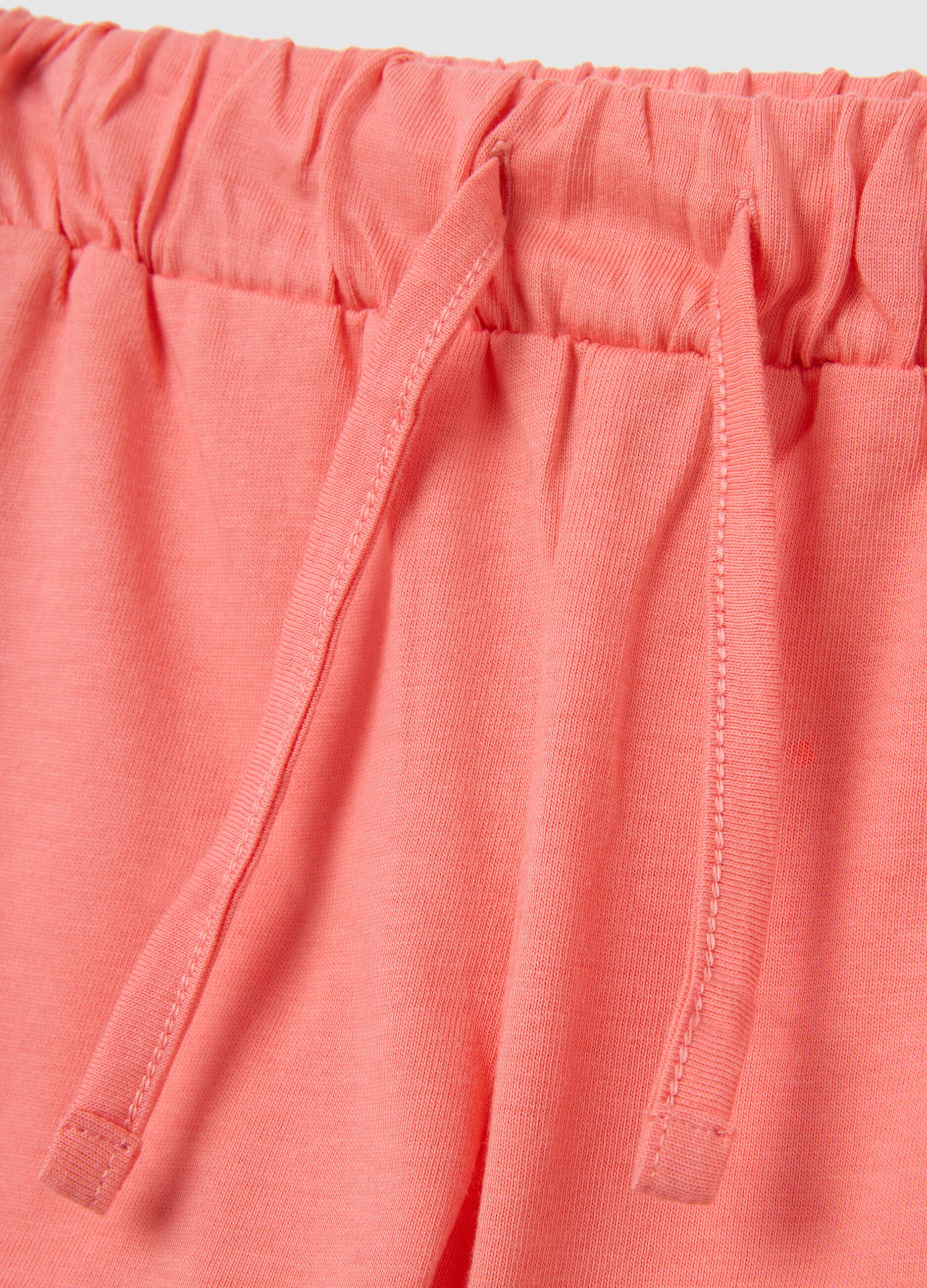 Girls' pink cotton shorts, regular fit