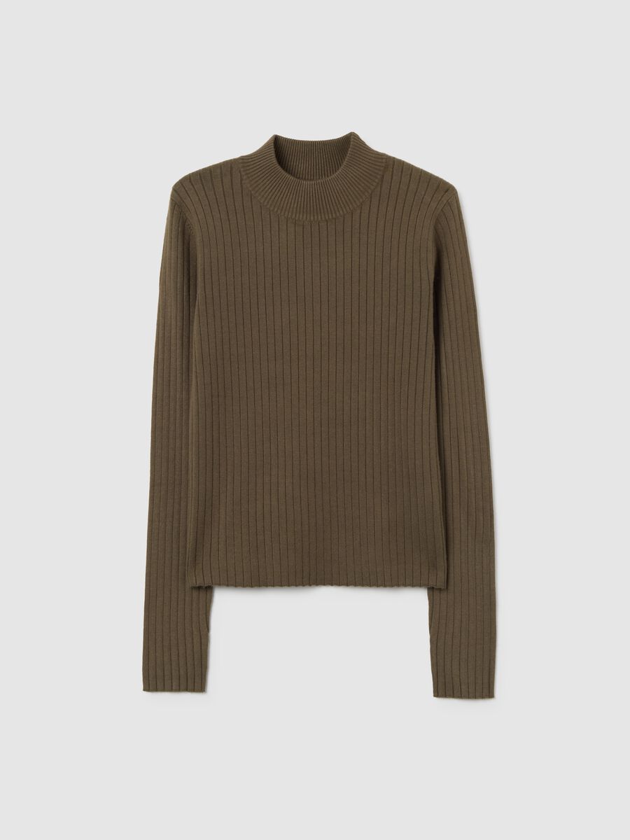 Brown high-neck sweater in viscose and polyamide blend_4