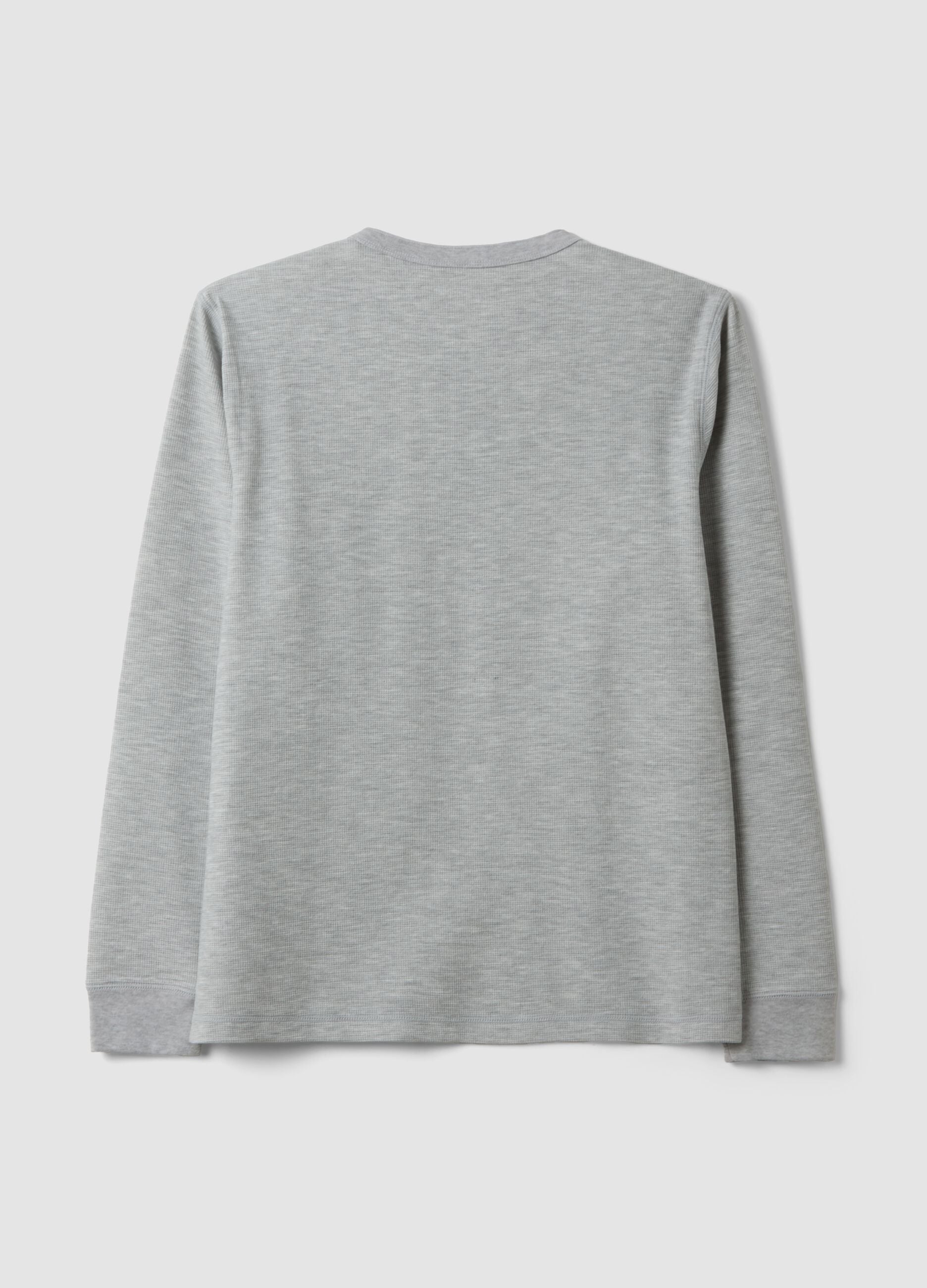 Grey honeycomb viscose-blend T-shirt, regular fit