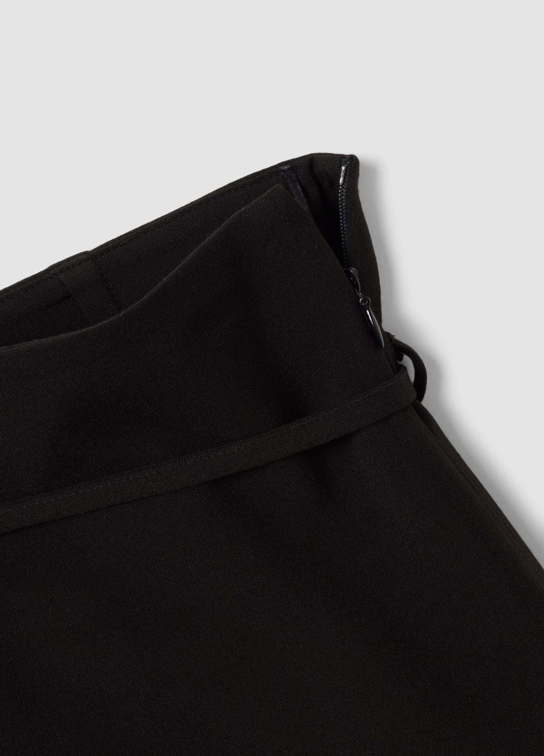 Black stretch viscose mini skirt with belt