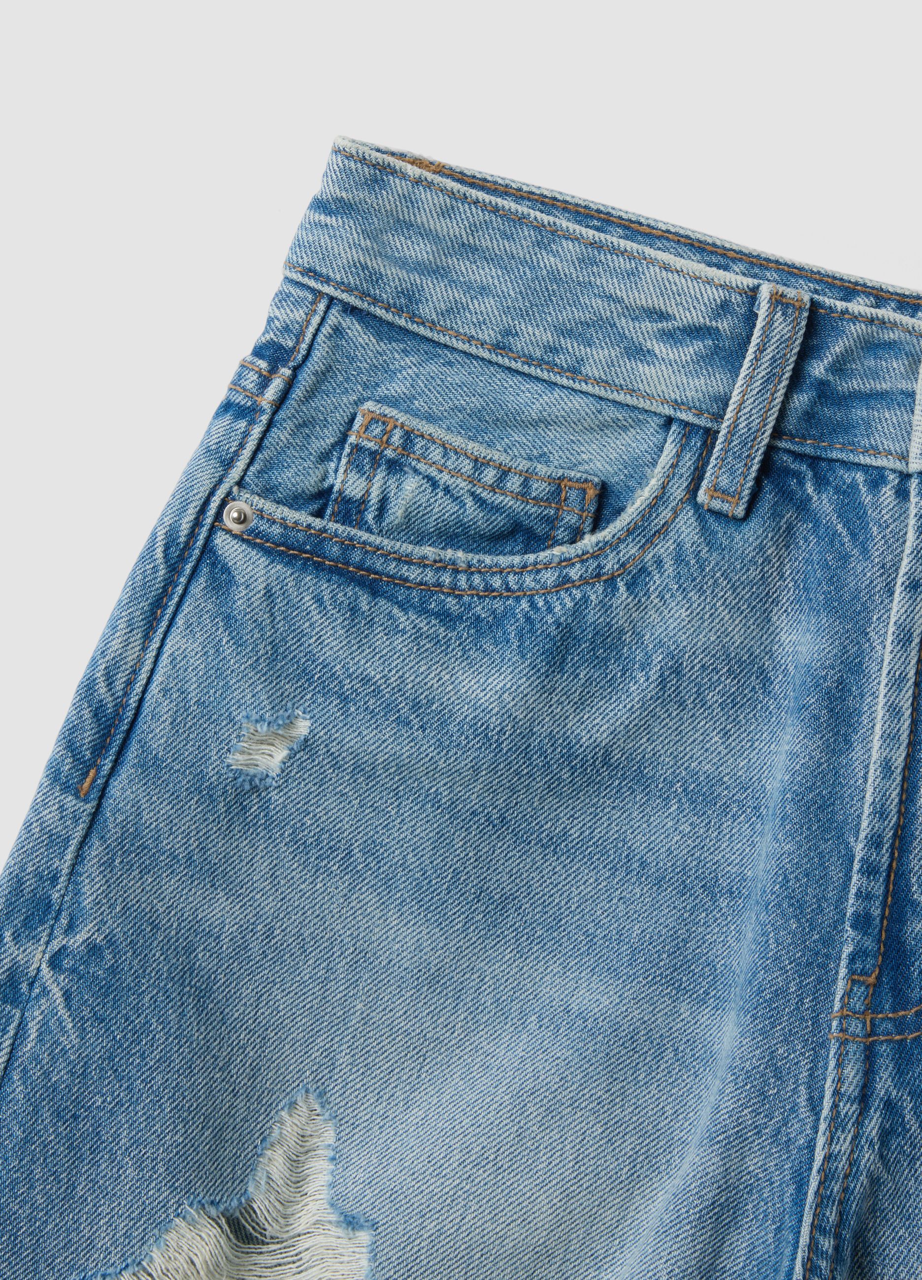 Light blue pure cotton denim shorts