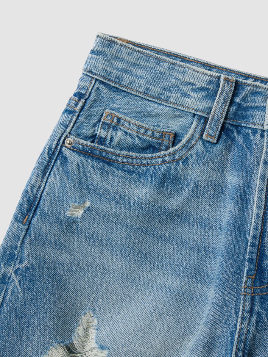 Light blue pure cotton denim shorts_1