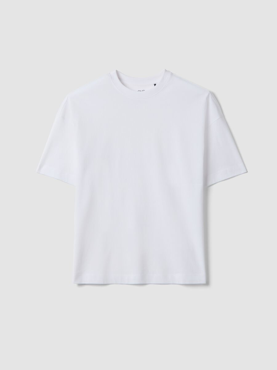 White Pure Cotton Short Sleeve Oversize Fit T-shirt_4