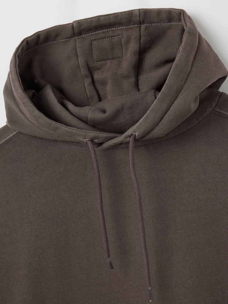 Felpa in misto cotone marrone oversize_1