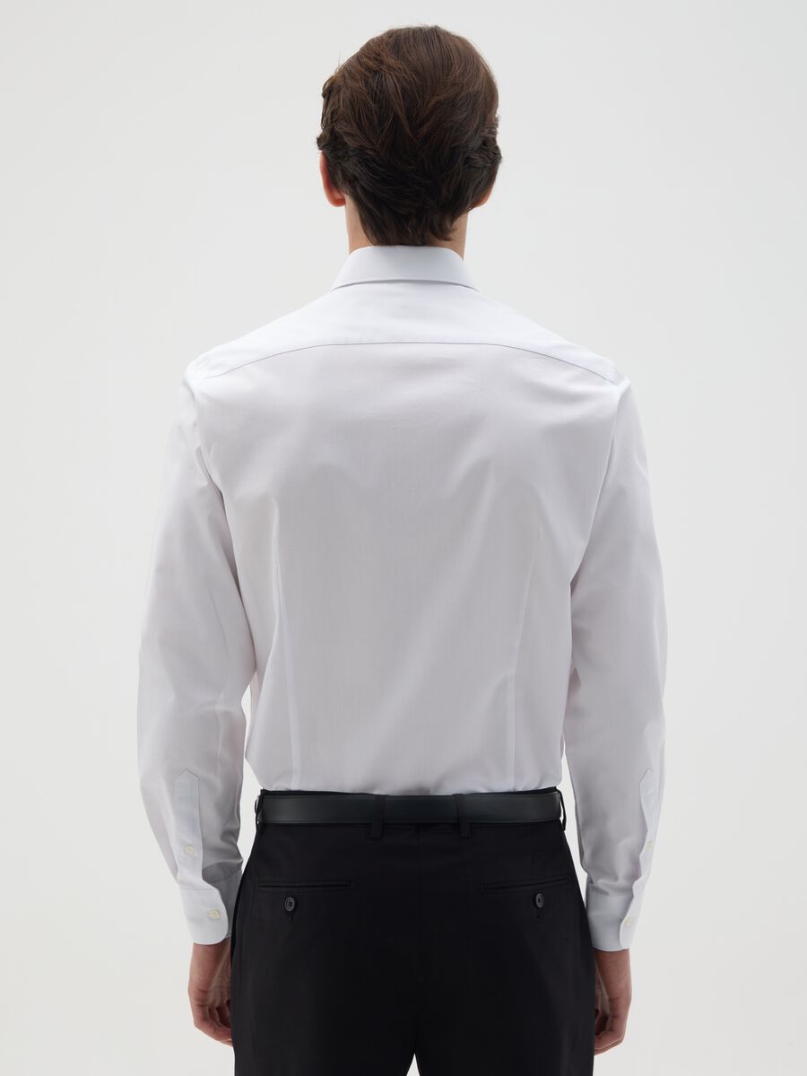 Camicia da uomo in puro cotone bianca slim fit_1