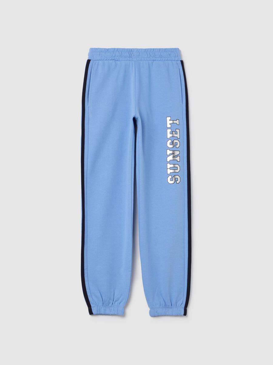 Joggers with contrasting bands and "Sunset” print_0