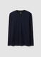 Blue long-sleeve crew-neck T-shirt in pure organic cotton_0