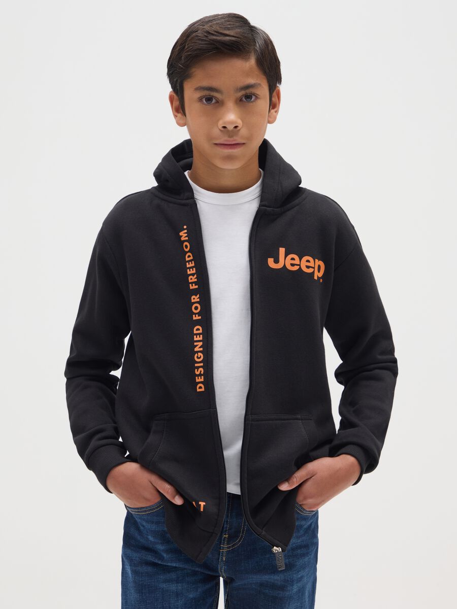 Kids' black regular fit cotton blend hoodie_0
