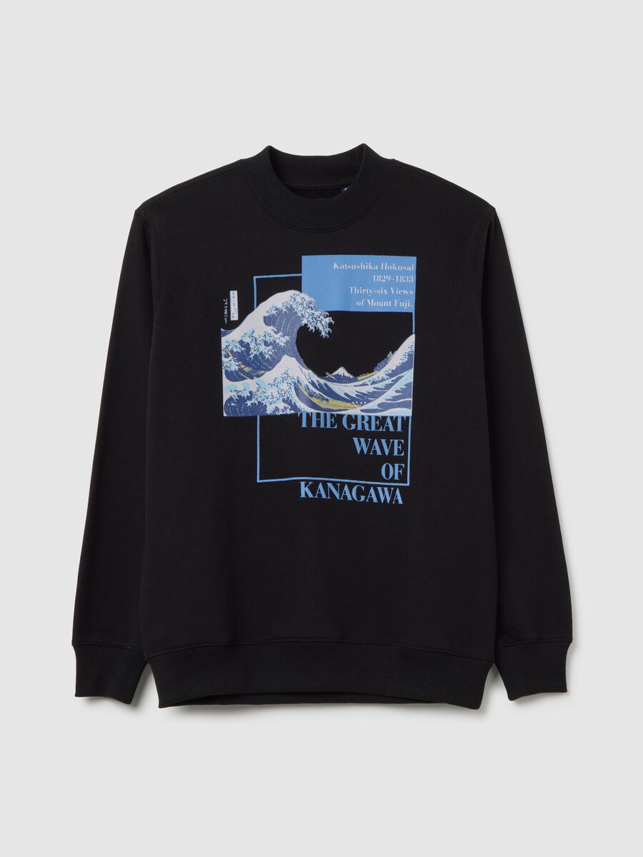 Black cotton blend sweatshirt regular fit with print_4
