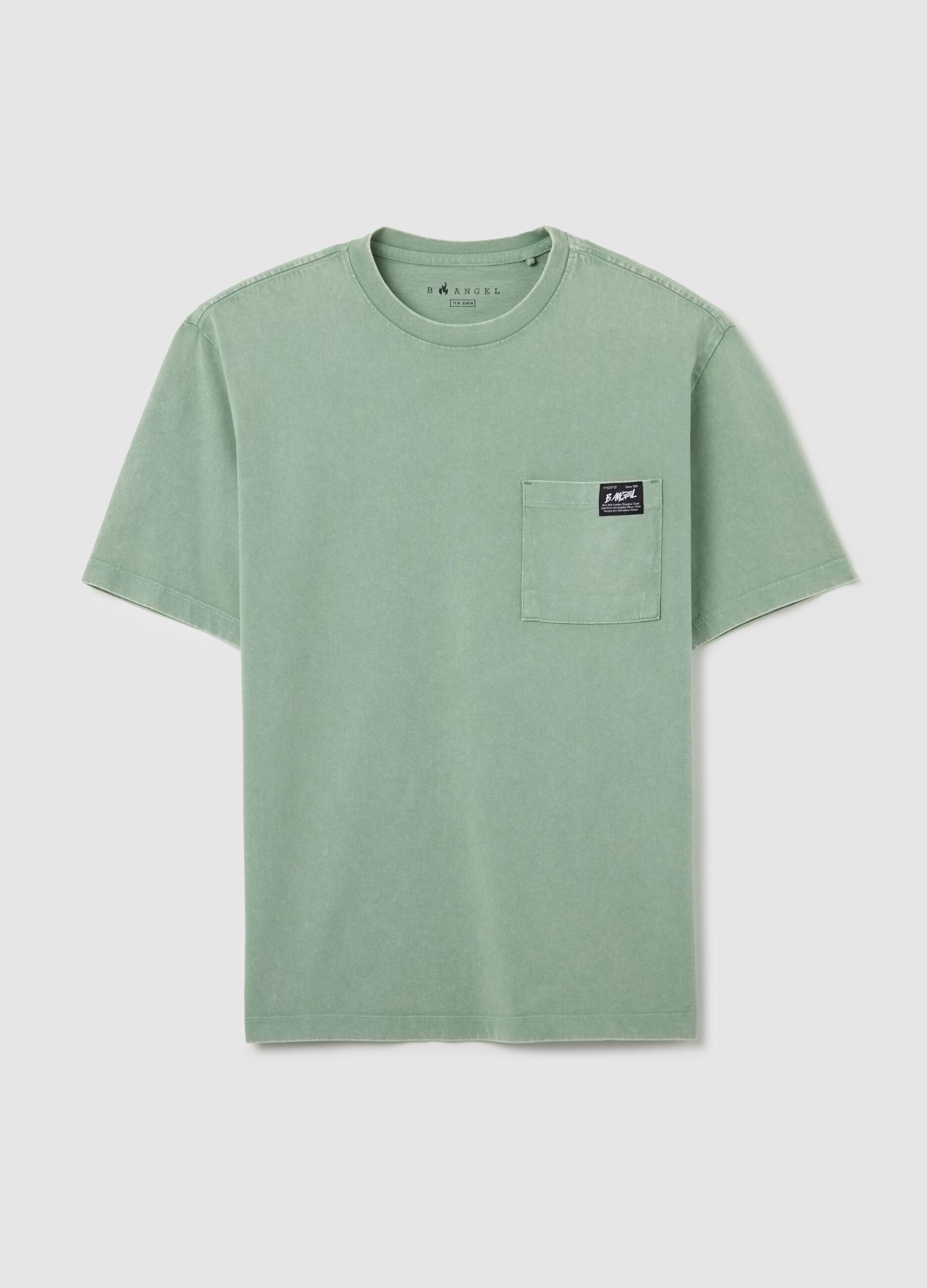 Green T-shirt with pocket in cotton by B.Angel