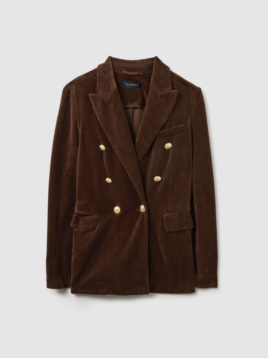 Blazer in misto cotone marrone regular fit_4