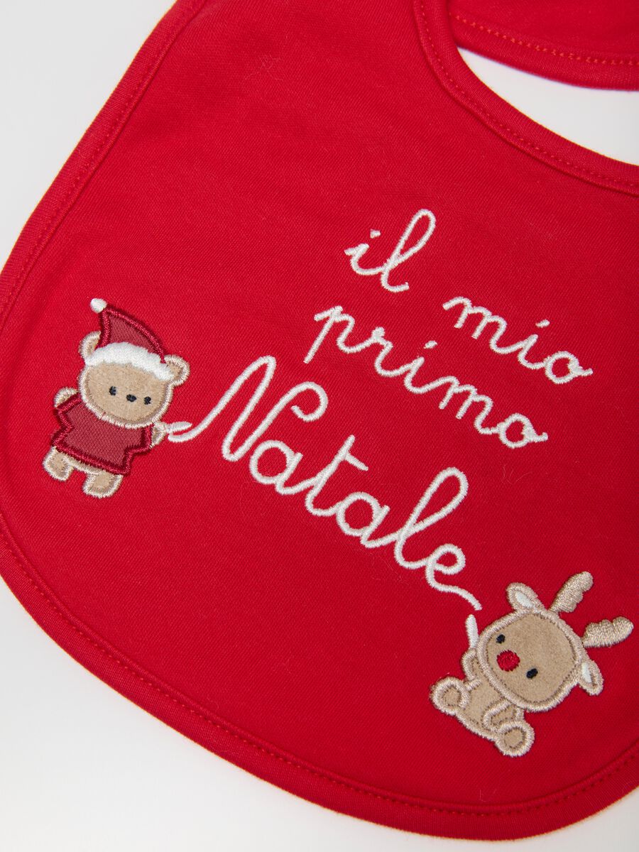 Bavetta natalizia da neonato in puro cotone rossa_2